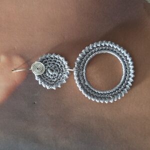 Elegant Silver Crochet Earrings